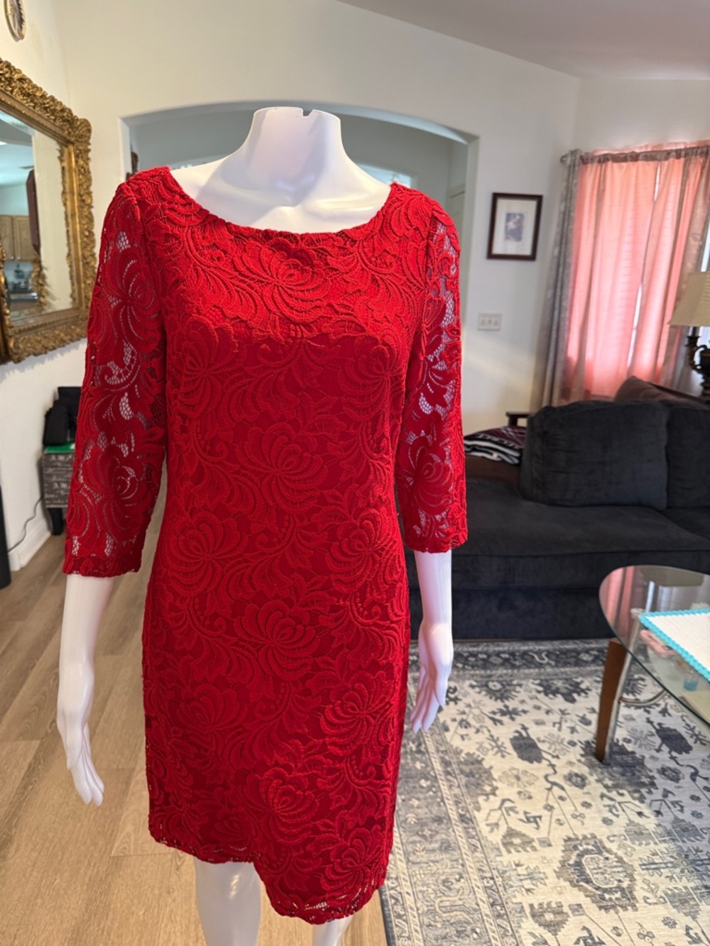 Ivanka Trump Red Lace High-Low Hem Cocktail Dress